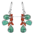 Gorgeous Coral Stick & Tibetan Turquoise Gemstone with 925 Silver Desing Earrings at Best Price